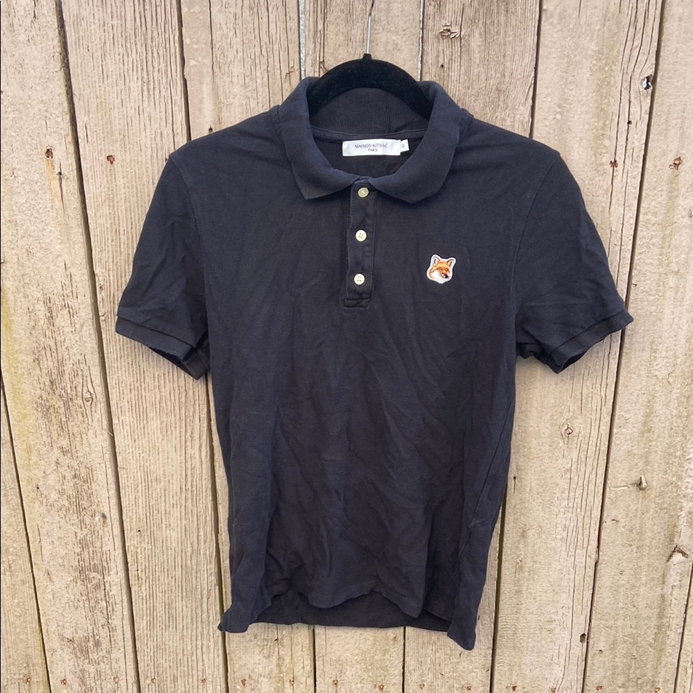 MAISON KITSUNE Blue Polo Shirt with Embroidered Fox Head 🦊